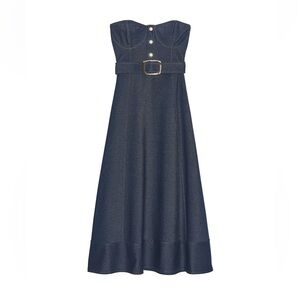 Zara strapless denim belted dress